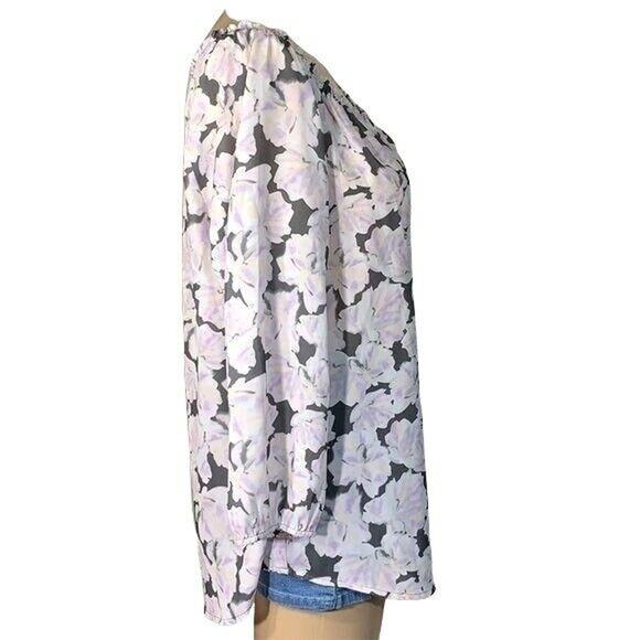 Apt 9 Womens Tunic Top Blouse Shirt Pastel Floral Print Silky Pullover Medium - Picture 5 of 8